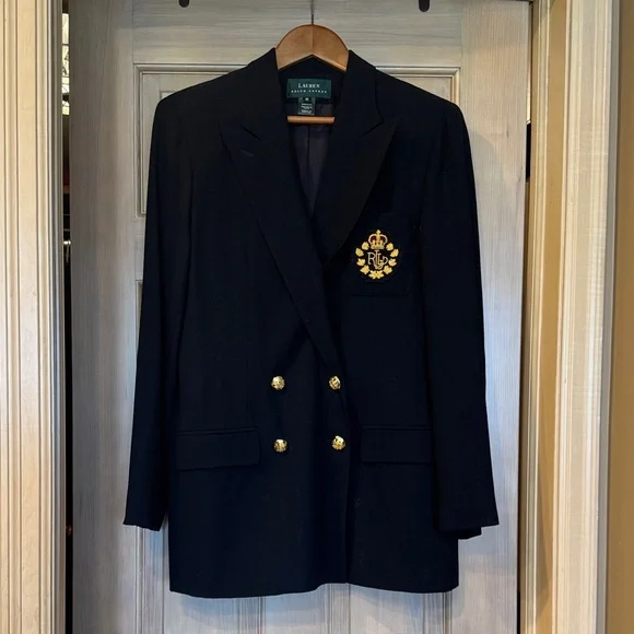 VTG Lauren Ralph Lauren Navy Blazer with Gold Accents - Picture 1 of 5